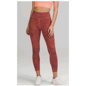 Lululemon Invigorate High-Rise Tight 25" Everlux - Crackle Glaze Orange - Size 4